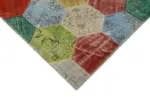 Patchwork Multi Pamuk Üzerine Yün El Dokuma Kilim-203x306 - Görsel 4