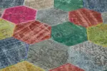 Patchwork Multi Pamuk Üzerine Yün El Dokuma Kilim-203x306 - Görsel 5