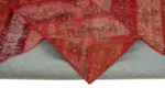 Patchwork Kırmızı Pamuk Üzerine Yün El Dokuma Kilim-204x306 - Görsel 6
