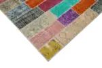 Patchwork Multi Pamuk Üzerine Yün El Dokuma Kilim-206x307 - Görsel 4