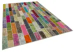 Patchwork Multi Pamuk Üzerine Yün El Dokuma Kilim-210x306 - Görsel 2