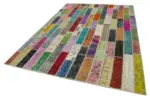 Patchwork Multi Pamuk Üzerine Yün El Dokuma Kilim-210x306 - Görsel 3