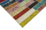 Patchwork Multi Pamuk Üzerine Yün El Dokuma Kilim-210x306 - Görsel 4