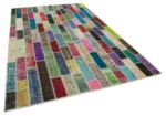 Patchwork Multi Pamuk Üzerine Yün El Dokuma Kilim-200x307 - Görsel 2