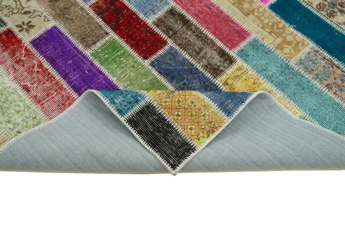 Patchwork Multi Pamuk Üzerine Yün El Dokuma Kilim-200x307 - Görsel 6