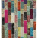 Patchwork Multi Pamuk Üzerine Yün El Dokuma Kilim-200x300