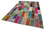 Patchwork Multi Pamuk Üzerine Yün El Dokuma Kilim-200x300 - Görsel 3