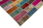 Patchwork Multi Pamuk Üzerine Yün El Dokuma Kilim-200x300 - Görsel 4