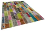 Patchwork Multi Pamuk Üzerine Yün El Dokuma Kilim-210x301 - Görsel 2