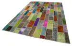 Patchwork Multi Pamuk Üzerine Yün El Dokuma Kilim-210x301 - Görsel 3
