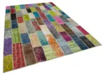 Patchwork Multi Pamuk Üzerine Yün El Dokuma Kilim-200x306 - Görsel 2
