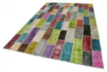 Patchwork Multi Pamuk Üzerine Yün El Dokuma Kilim-200x306 - Görsel 3