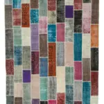 Patchwork Multi Pamuk Üzerine Yün El Dokuma Kilim-210x316