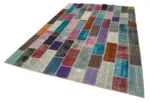 Patchwork Multi Pamuk Üzerine Yün El Dokuma Kilim-210x316 - Görsel 3