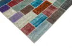 Patchwork Multi Pamuk Üzerine Yün El Dokuma Kilim-210x316 - Görsel 4