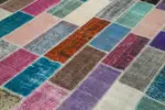 Patchwork Multi Pamuk Üzerine Yün El Dokuma Kilim-210x316 - Görsel 5