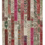 Patchwork Multi Pamuk Üzerine Yün El Dokuma Kilim-203x308
