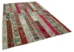 Patchwork Multi Pamuk Üzerine Yün El Dokuma Kilim-203x308 - Görsel 2