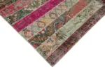 Patchwork Multi Pamuk Üzerine Yün El Dokuma Kilim-203x308 - Görsel 4