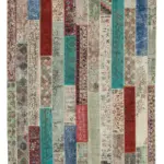 Patchwork Multi Pamuk Üzerine Yün El Dokuma Kilim-203x305