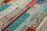 Patchwork Multi Pamuk Üzerine Yün El Dokuma Kilim-203x305 - Görsel 5