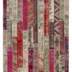 Patchwork Multi Pamuk Üzerine Yün El Dokuma Kilim-202x306