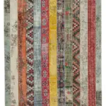 Patchwork Multi Pamuk Üzerine Yün El Dokuma Kilim-203x305