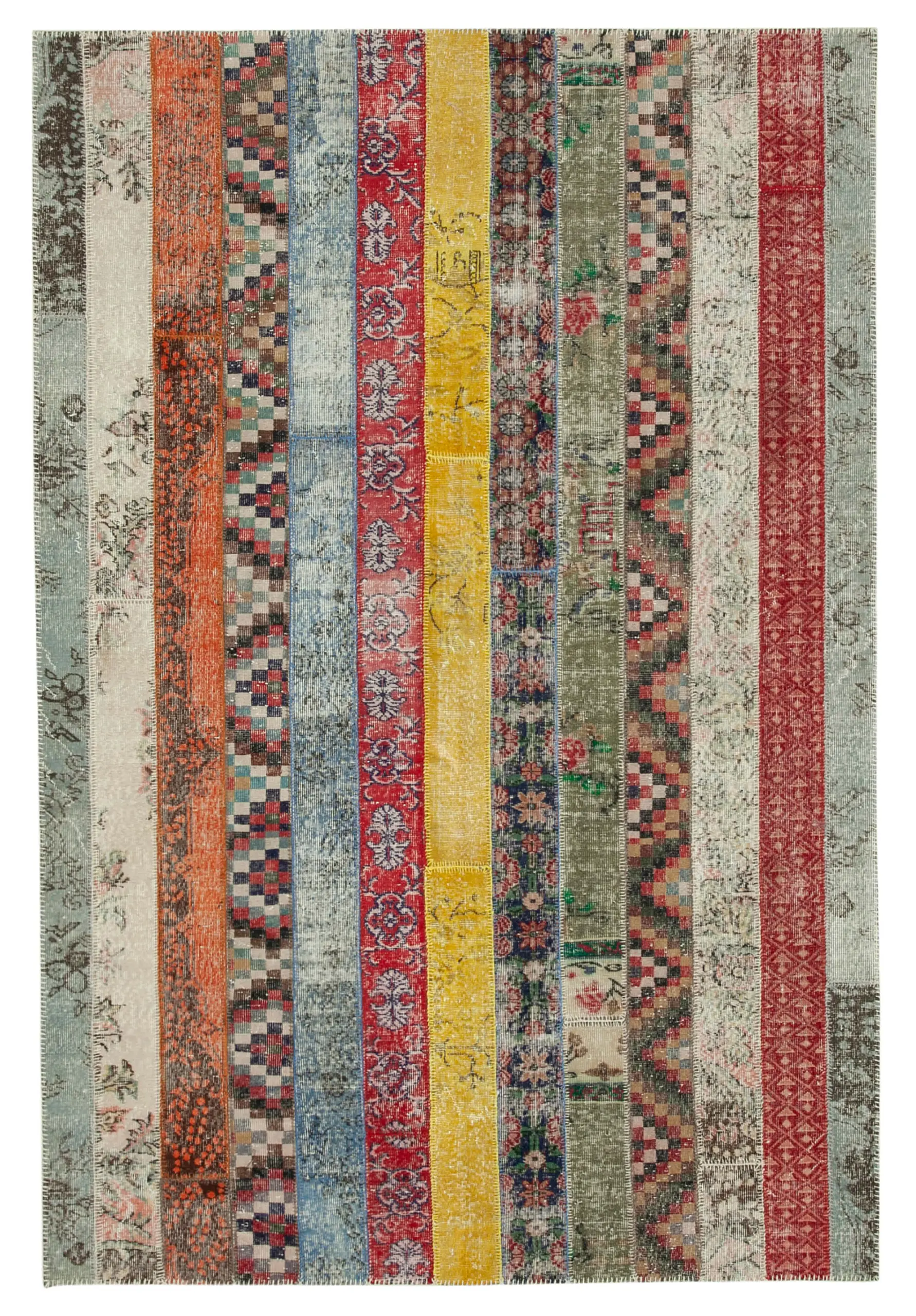 Rc_31049_0_Multicolor_Modern_Design_Patchwork_Rugs Patchwork Multi Pamuk Üzerine Yün El Dokuma Kilim-203x305 - Görsel 1