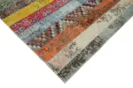 Patchwork Multi Pamuk Üzerine Yün El Dokuma Kilim-203x305 - Görsel 4