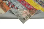 Patchwork Multi Pamuk Üzerine Yün El Dokuma Kilim-203x305 - Görsel 6