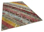 Patchwork Multi Pamuk Üzerine Yün El Dokuma Kilim-200x305 - Görsel 2