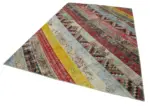 Patchwork Multi Pamuk Üzerine Yün El Dokuma Kilim-200x305 - Görsel 3