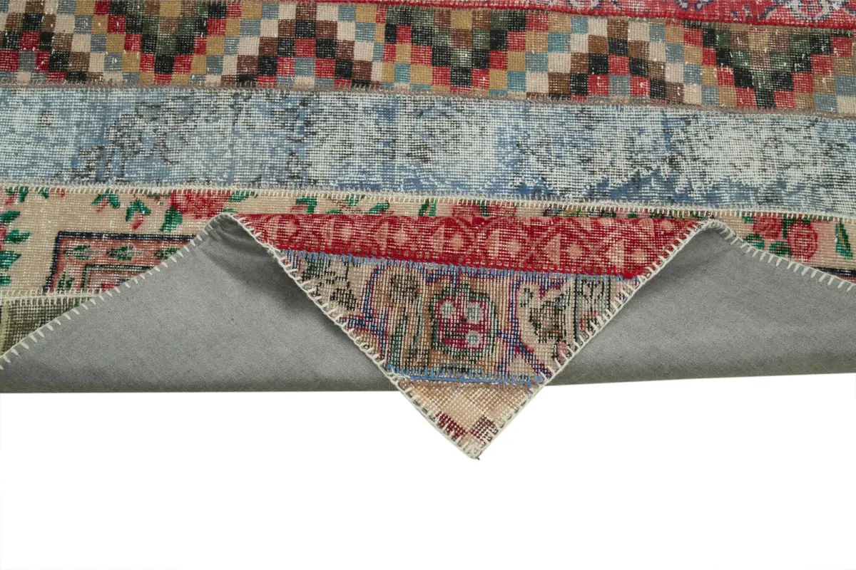 Patchwork Multi Pamuk Üzerine Yün El Dokuma Kilim-200x305 - Görsel 6
