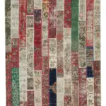 Patchwork Multi Pamuk Üzerine Yün El Dokuma Kilim-201x298