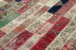 Patchwork Multi Pamuk Üzerine Yün El Dokuma Kilim-201x298 - Görsel 5