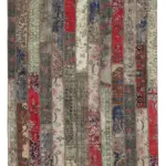 Patchwork Multi Pamuk Üzerine Yün El Dokuma Kilim-205x303