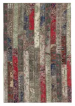 Patchwork Multi Pamuk Üzerine Yün El Dokuma Kilim-205x303