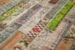 Patchwork Multi Pamuk Üzerine Yün El Dokuma Kilim-200x300 - Görsel 5
