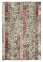 Patchwork Multi Pamuk Üzerine Yün El Dokuma Kilim-203x305