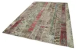 Patchwork Multi Pamuk Üzerine Yün El Dokuma Kilim-203x305 - Görsel 3