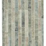 Patchwork Gri Pamuk Üzerine Yün El Dokuma Kilim-203x305