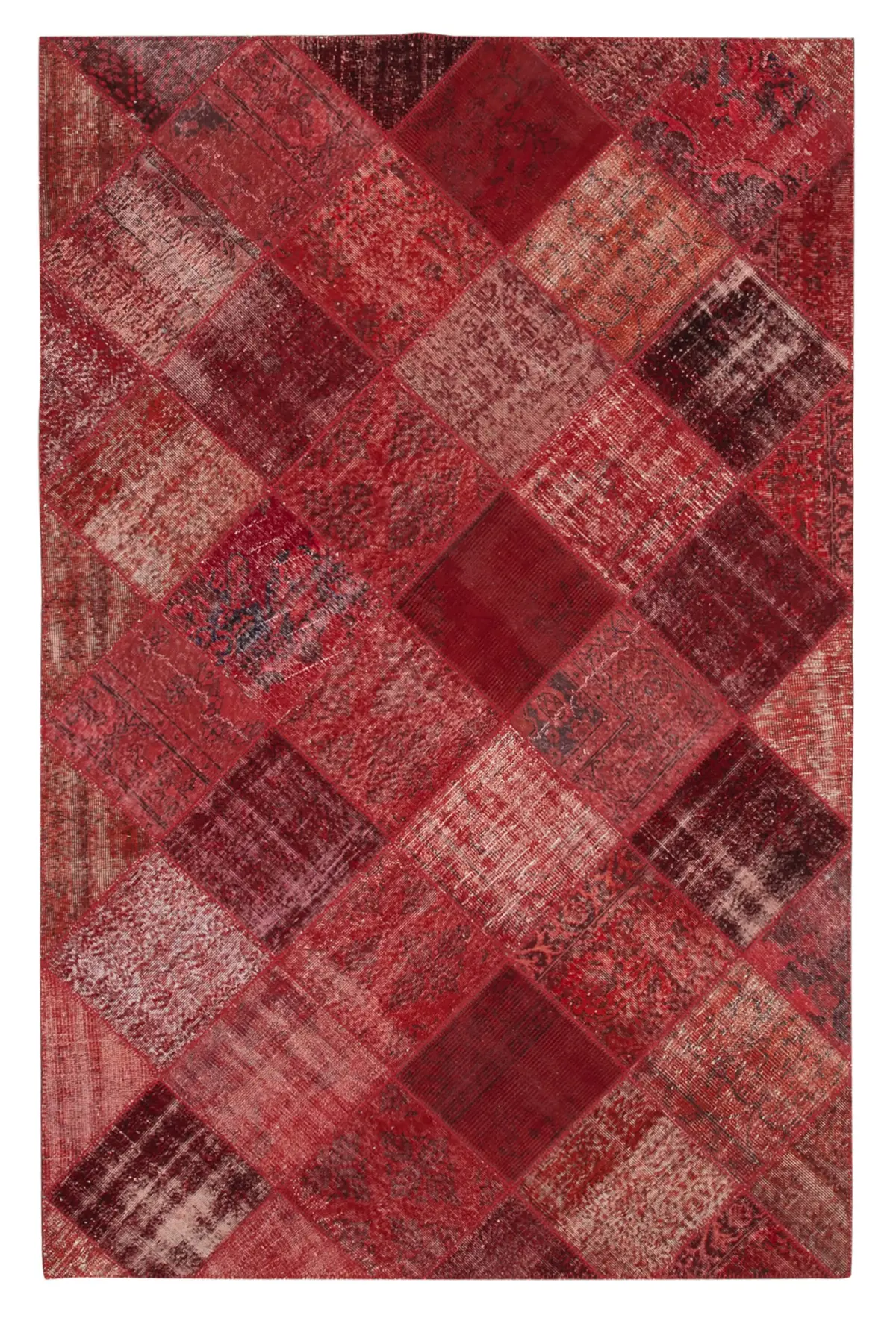 Rc_31060_0_Red_Modern_Design_Patchwork_Rugs Patchwork Kırmızı Pamuk Üzerine Yün El Dokuma Kilim-197x304 - Görsel 1