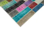 Patchwork Multi Pamuk Üzerine Yün El Dokuma Kilim-195x304 - Görsel 4