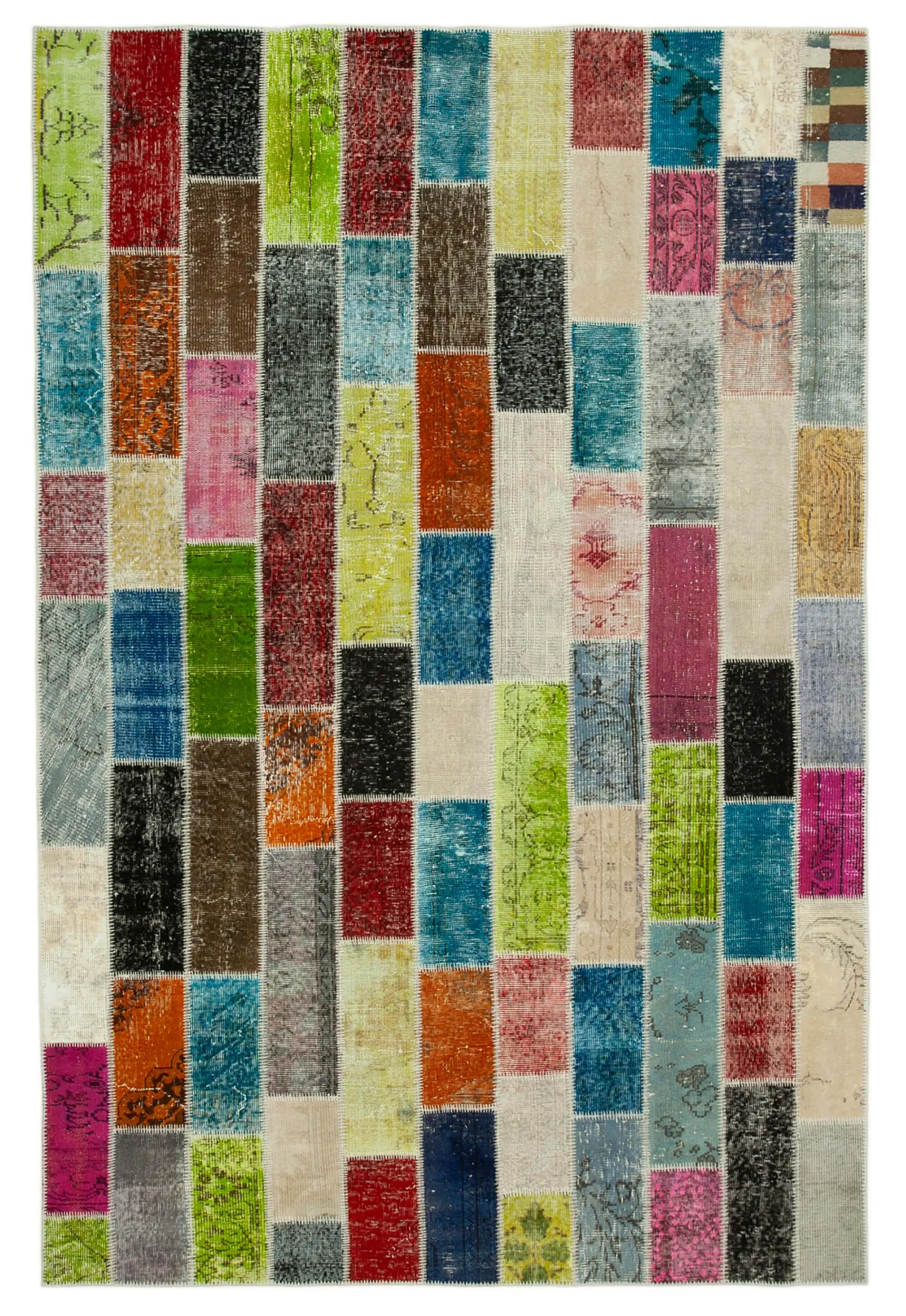 Rc_31064_0_Multicolor_Modern_Design_Patchwork_Rugs Patchwork Multi Pamuk Üzerine Yün El Dokuma Kilim-202x305 - Görsel 1