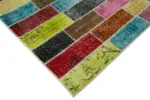 Patchwork Multi Pamuk Üzerine Yün El Dokuma Kilim-202x305 - Görsel 4