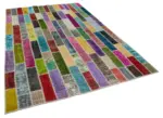 Patchwork Multi Pamuk Üzerine Yün El Dokuma Kilim-200x311 - Görsel 2