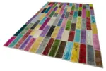 Patchwork Multi Pamuk Üzerine Yün El Dokuma Kilim-200x311 - Görsel 3