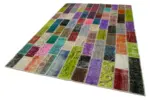 Patchwork Multi Pamuk Üzerine Yün El Dokuma Kilim-198x304 - Görsel 3