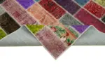 Patchwork Multi Pamuk Üzerine Yün El Dokuma Kilim-198x304 - Görsel 6