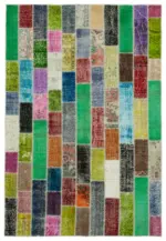 Patchwork Multi Pamuk Üzerine Yün El Dokuma Kilim-200x295